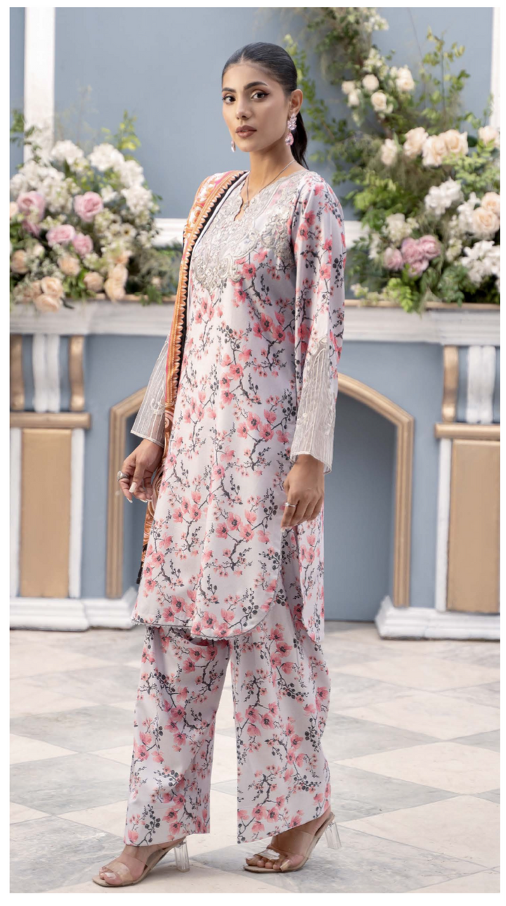 Branded 3 Pc Ready To Wear Suit - Wool Shawl (Winter Collection)