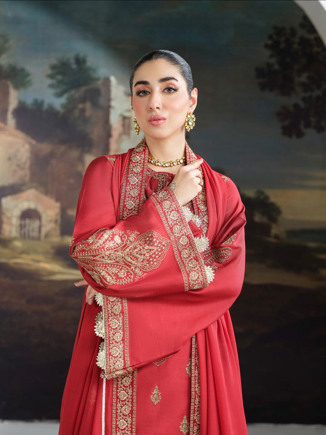 New Branded 3 PC Ready To Wear  Luxury Eid 2026  Collection Embroidered Suit- HE100