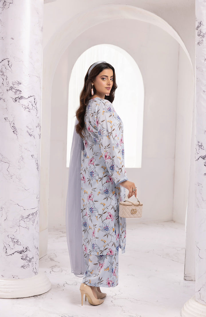 3 Piece Ready To Wear Viscose ChickenKari Printed Suit