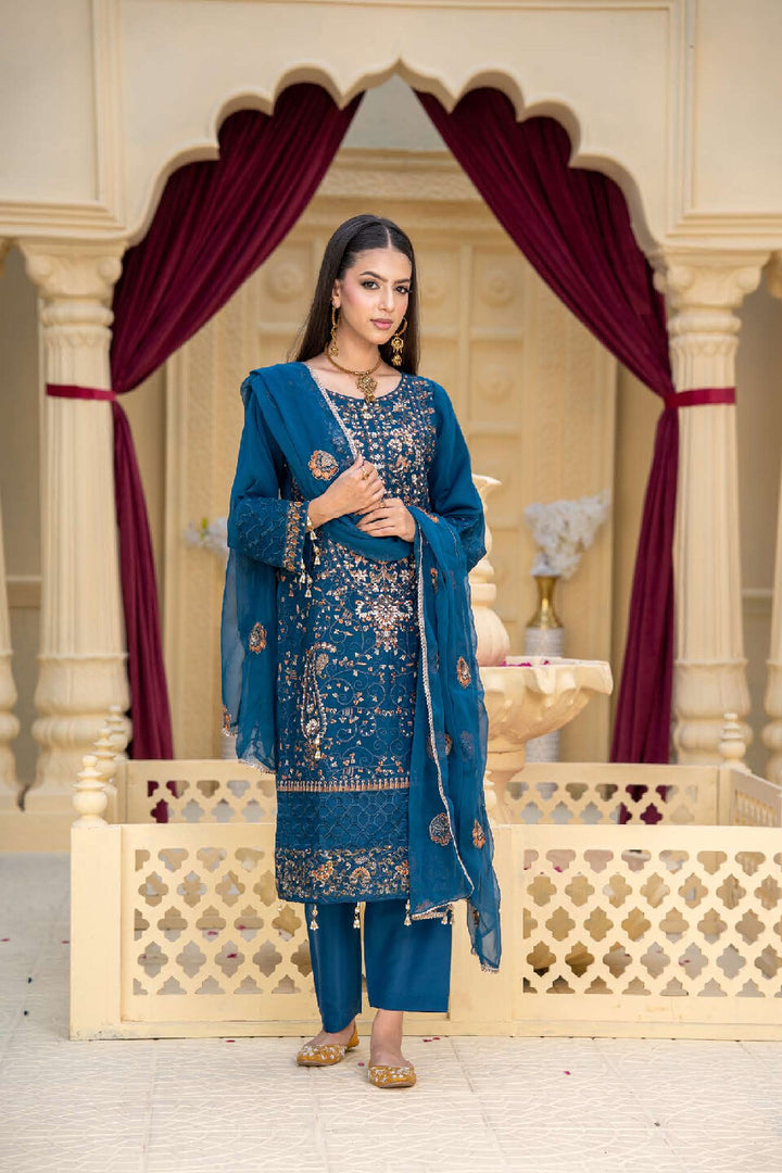 3 Piece Ready To Wear Fully Embroidered Chiffon Suit -- TT-72-