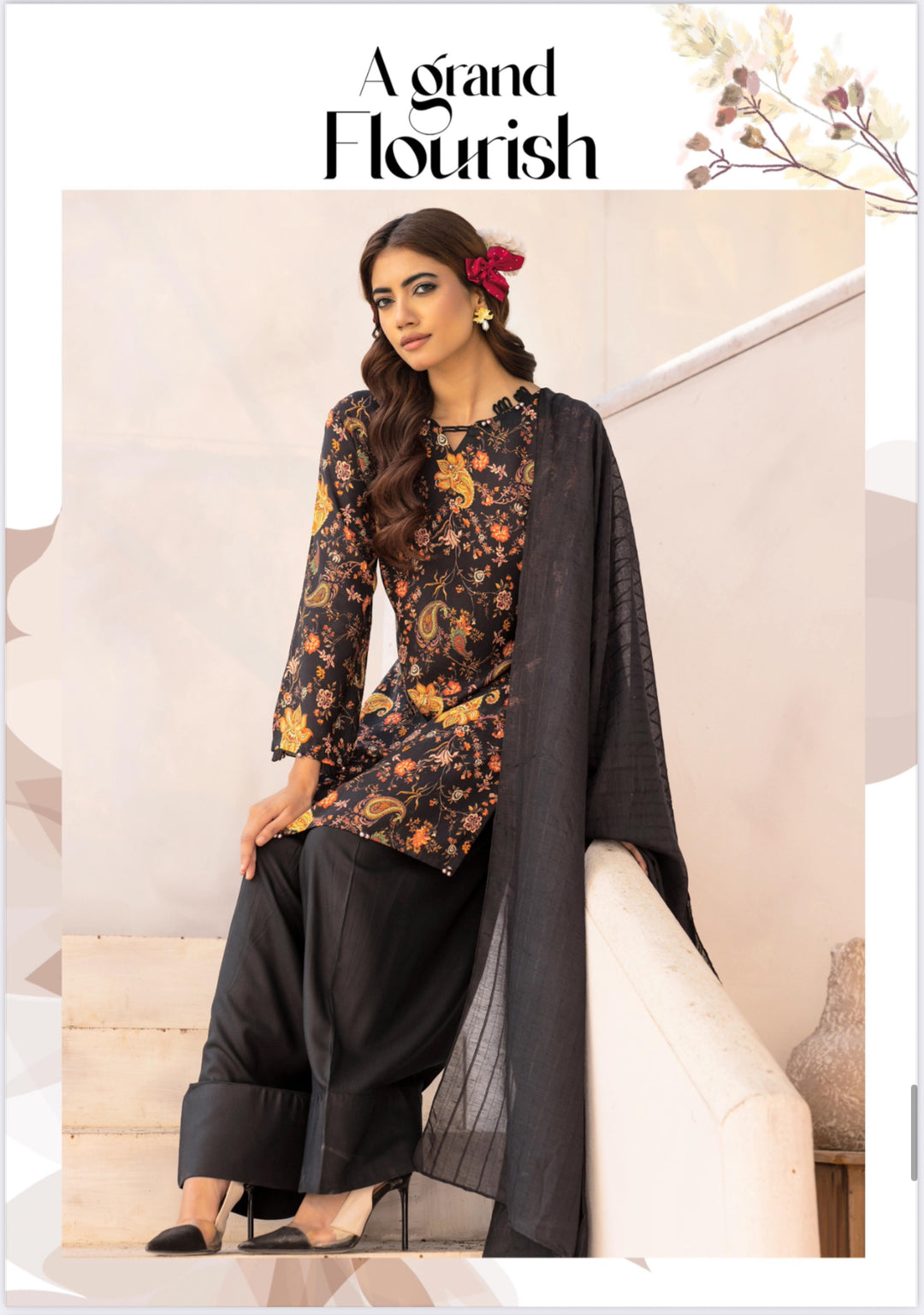 3 Piece Ready To Wear Fully Printed Lilen Suit -Simrans- SI104-