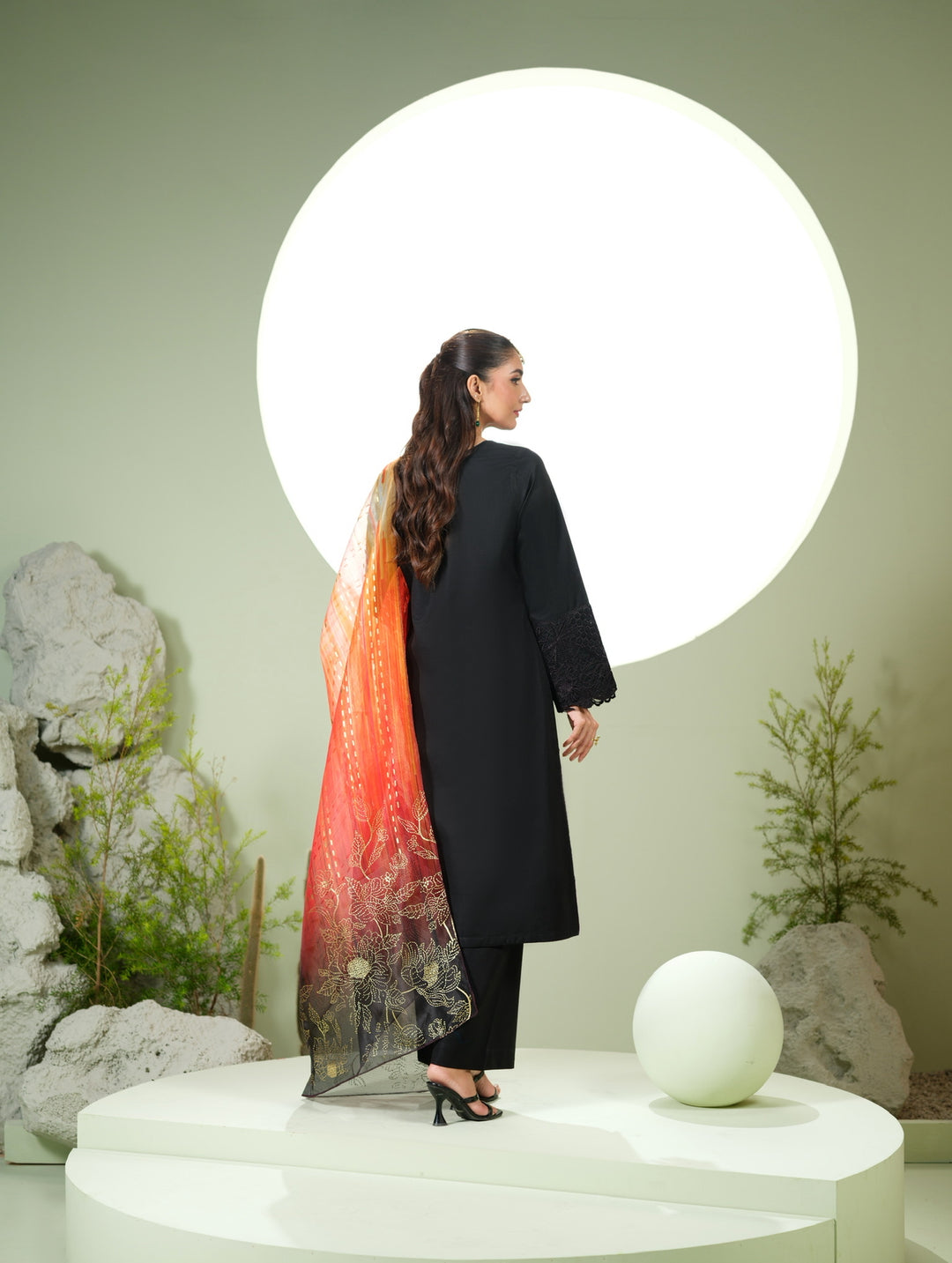 New Branded 3 PC Ready To Wear  Viscose  Fully Embroidered Suit- HE14-