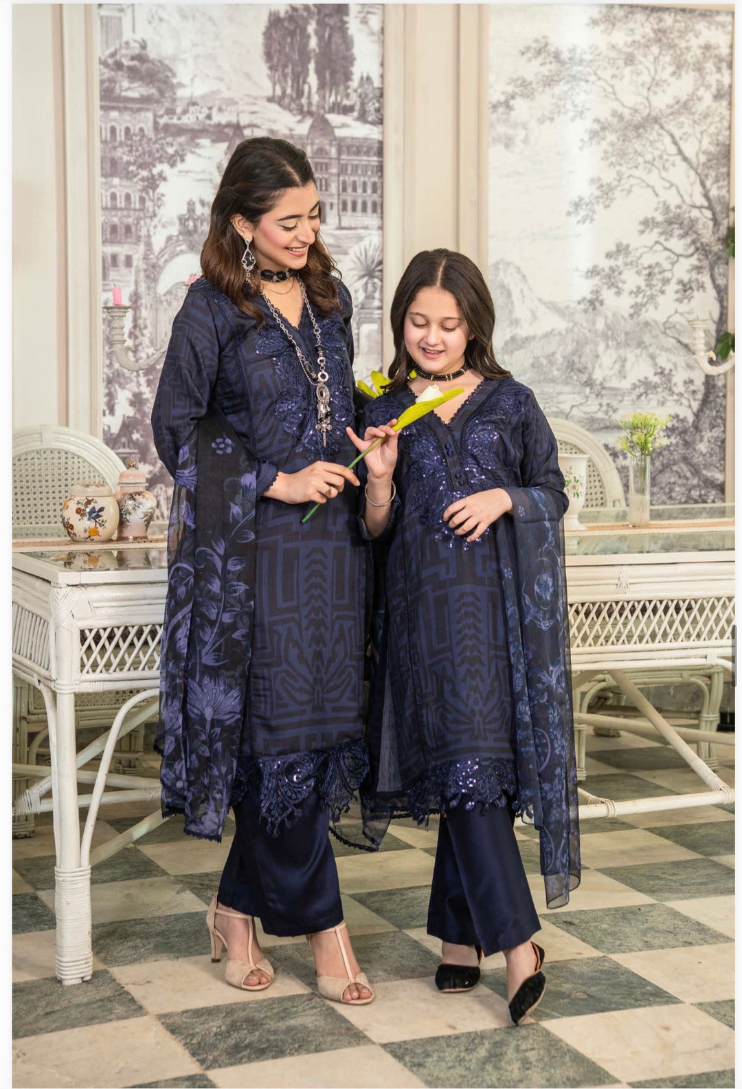 Embroidered And Fully Printed Ready To Wear Suit -Mother And Daughter  - Festive Wear 2026 - TT502