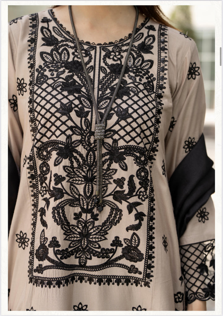 3 Pc Ready To Wear -Fully Embroidered Linen Suit -Raniya.H -RA-113-