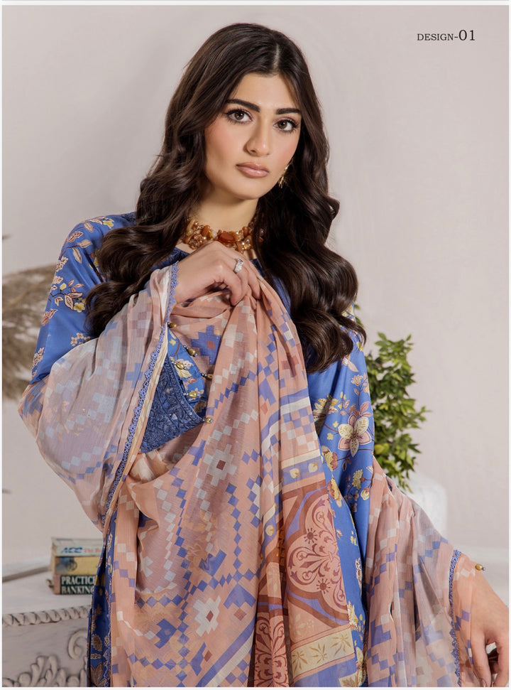 TT10 Ready To Wear Premium Satin Lawn Embroidered Suits TT10