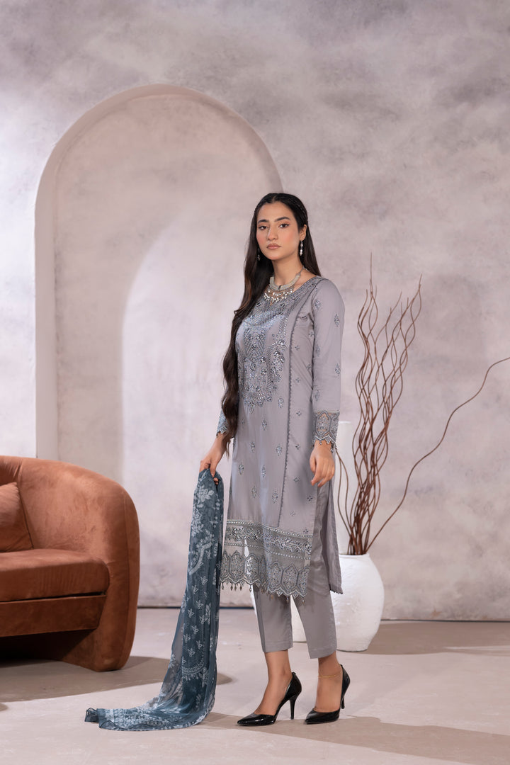 3 Piece Ready To Wear - Embroidered Suit - MA103-