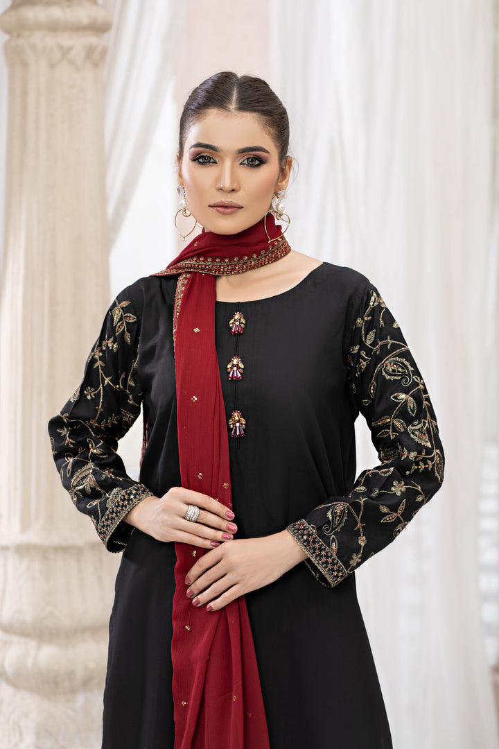 3 Piece Ready To Wear - Embroidered Viscose Suit-- MA122-