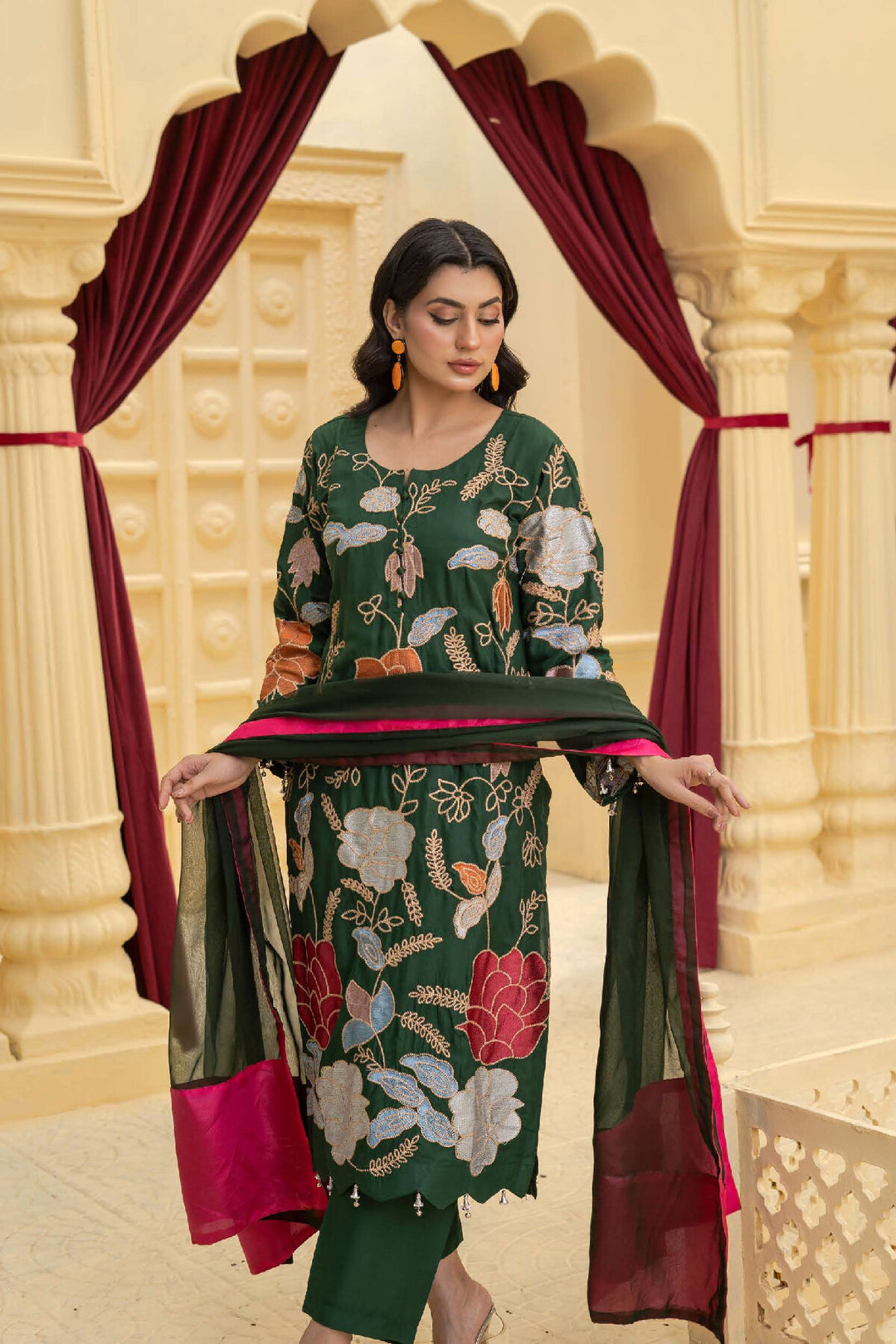 3 Piece Ready To Wear Fully Embroidered Linen Suit -Karizma - TT-84-