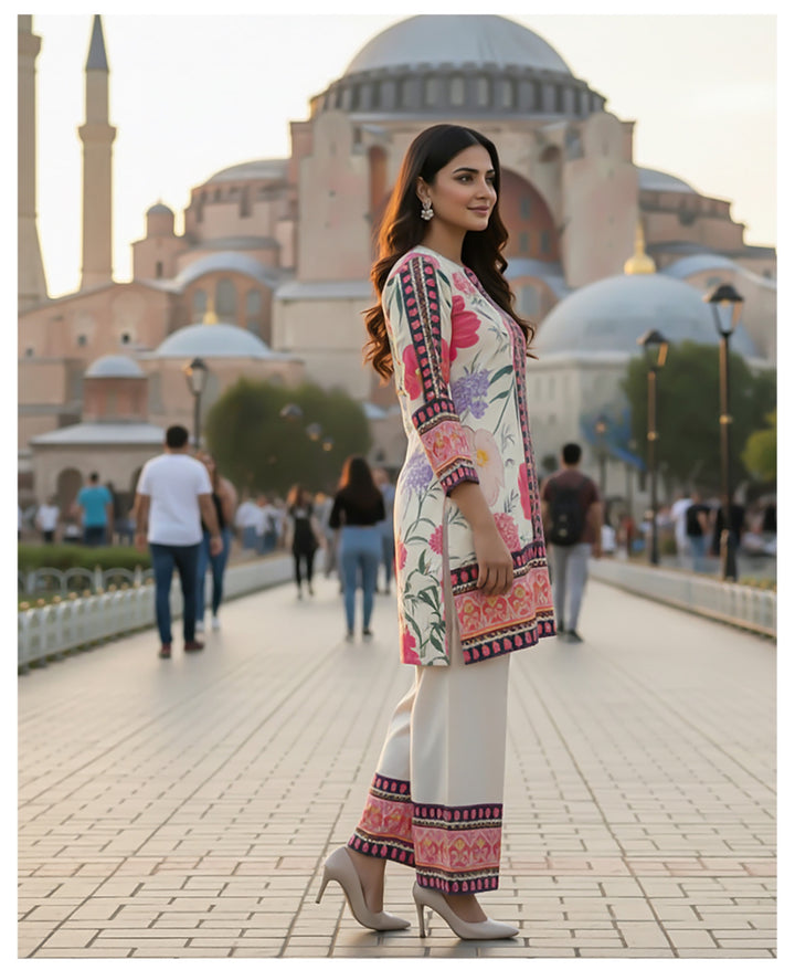 2 Pc Ready To Wear Co-Ords Set  Intermix Silk - TB-13-