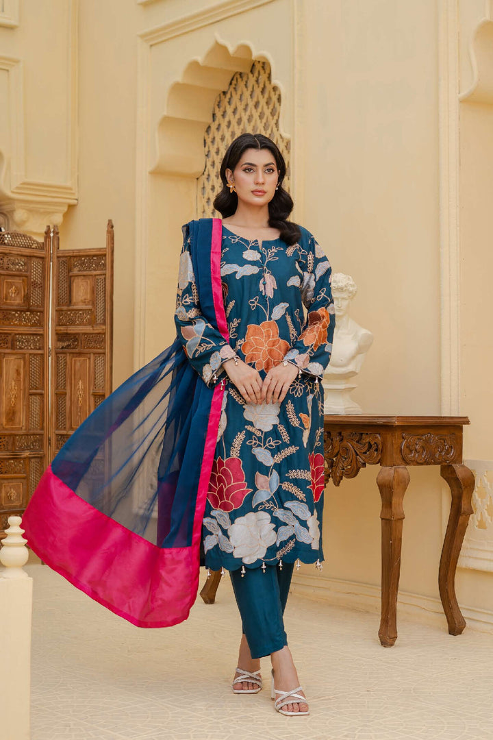 3 Piece Ready To Wear Fully Embroidered Linen Suit -Karizma - TT-81
