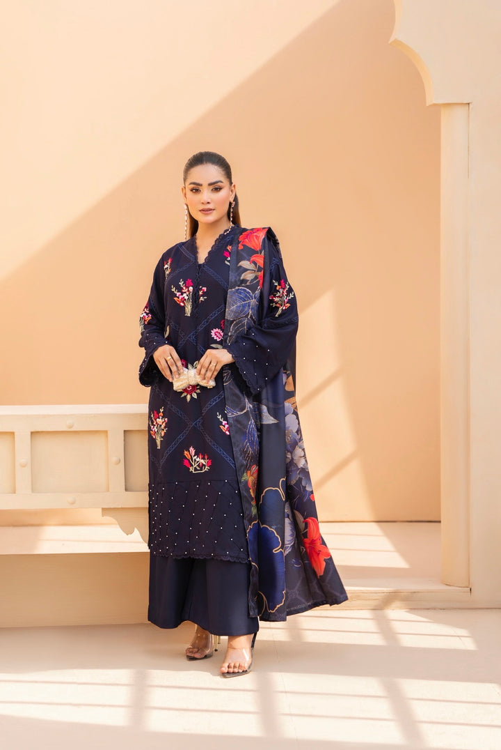 3 Pc Ready To Wear Dhanak  Suit With Winter Shawl - Raniya.H -RA-14-