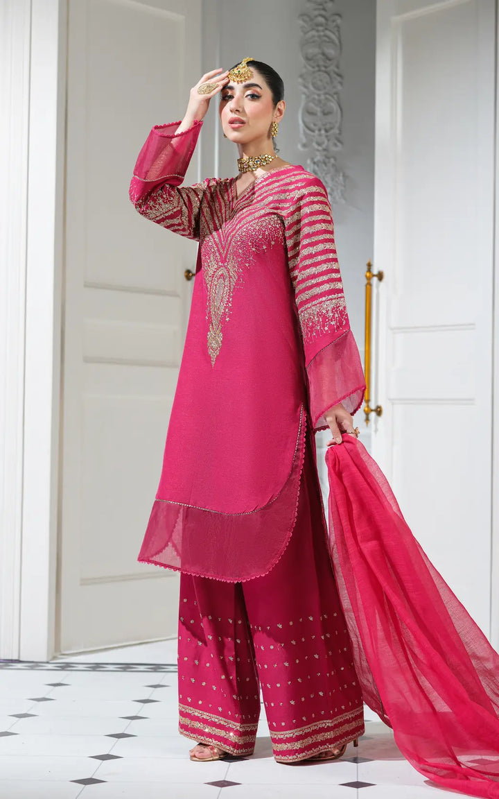 3 Pc Ready To Wear Embroidered Suit - Emerald Dream- HE01-