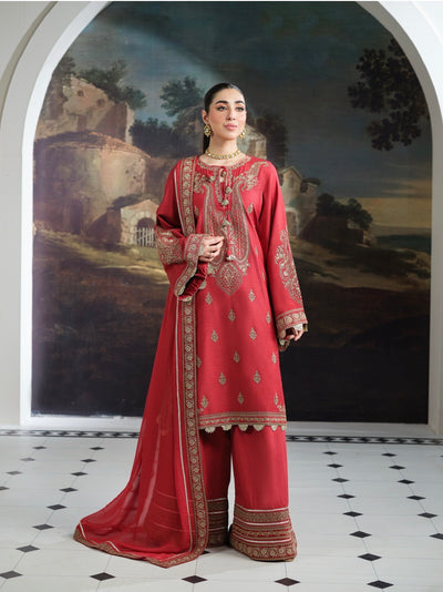 New Branded 3 PC Ready To Wear  Luxury Eid 2026  Collection Embroidered Suit- HE100