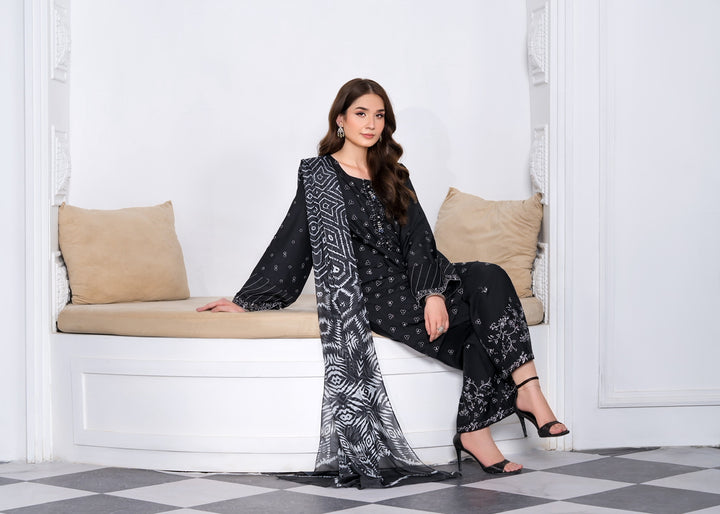 New Branded 3 PC Ready To Wear  Viscose Embroidered Suit- HE146-