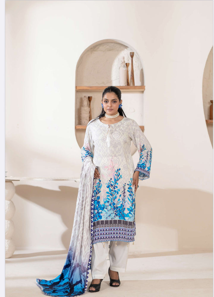 New 3 Piece Ready To Wear - Broque Linen Suit-- TT-105-
