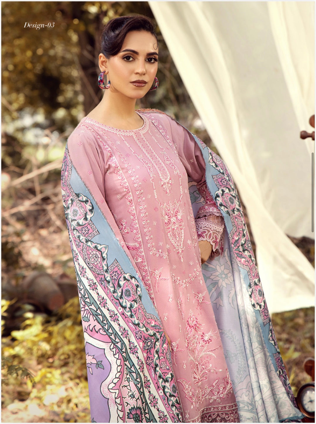 3 Pc Ready To Wear Luxury Dhanak  Embroidered Suit - TT-15