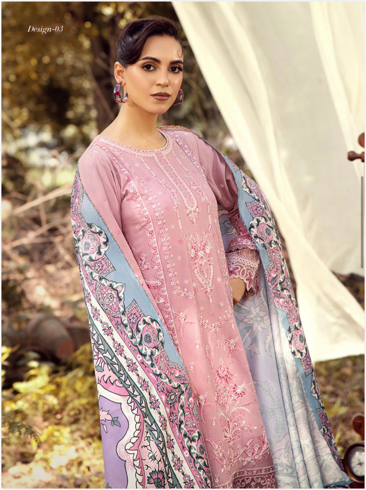 3 Pc Ready To Wear Luxury Dhanak  Embroidered Suit - TT-15