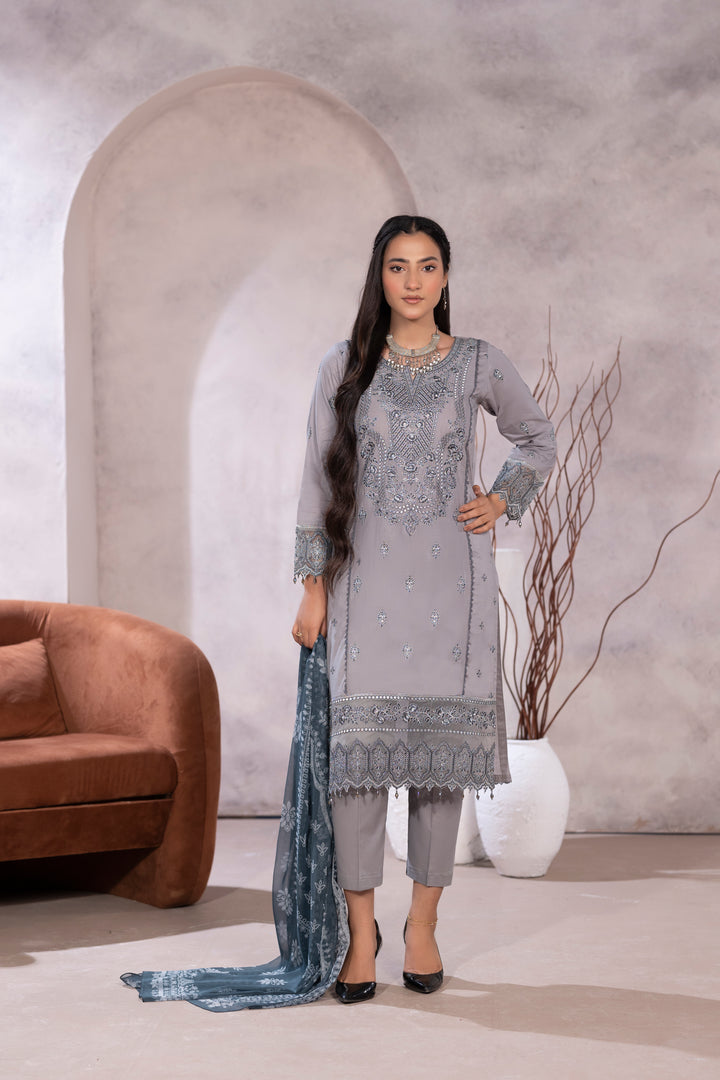 3 Piece Ready To Wear - Embroidered Suit - MA103-