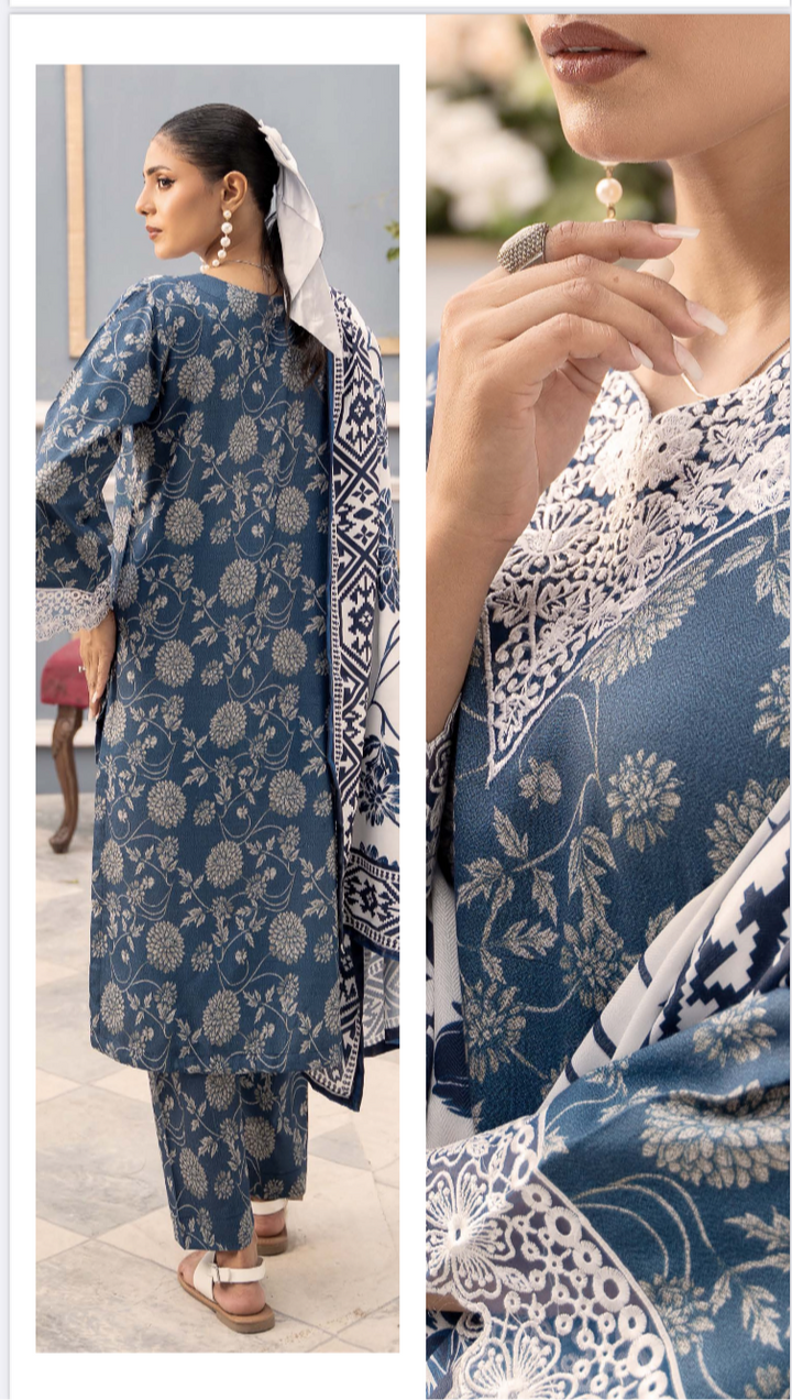 Branded 3 Pc Ready To Wear Suit - Wool Shawl (Winter Collection)