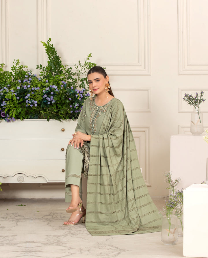 Branded 3 Pc Ready To Wear Suit -Dhanak  Suit (Winter Collection)