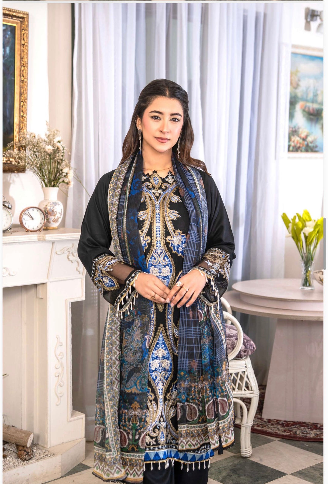 New 3 Pc Ready To Wear Luxury  Embroidered Suit- Maria B Inspired Eid Collection 2026 -- TT32