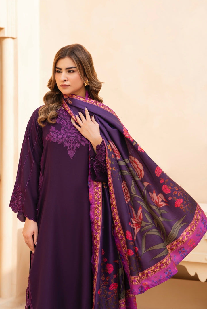 3 Pc Ready To Wear Dhanak  Suit With Winter Shawl - Raniya.H -RA-10-