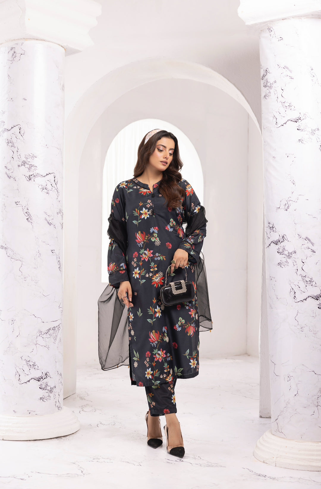 3 Piece Ready To Wear Viscose ChickenKari Printed Suit