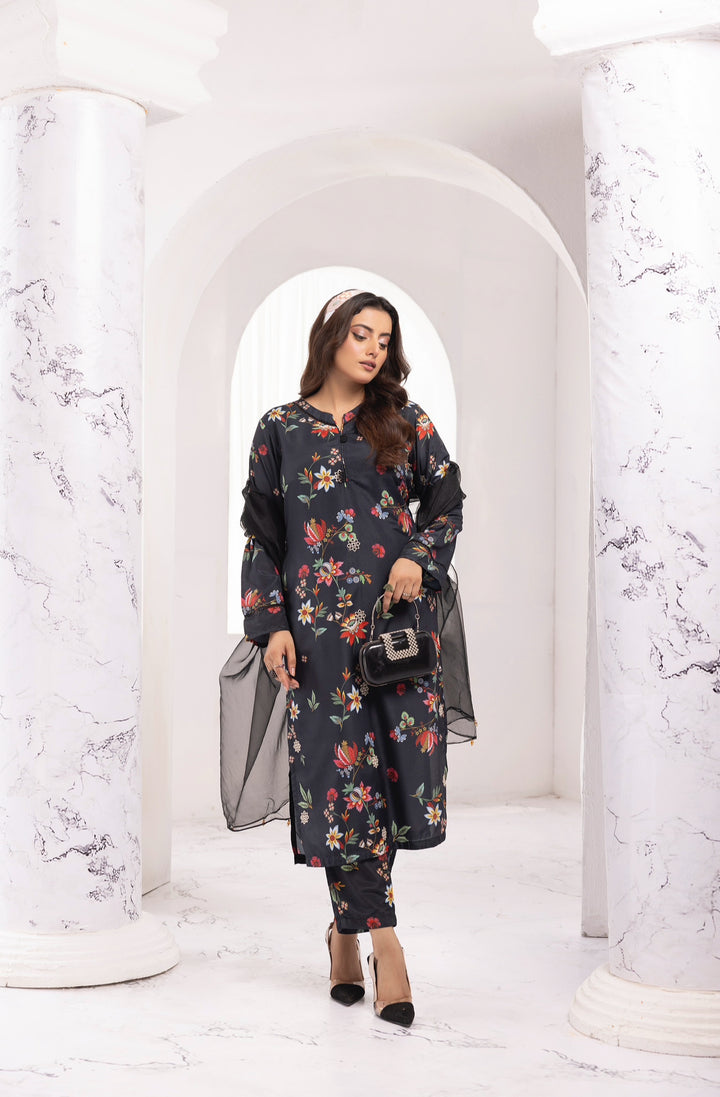 3 Piece Ready To Wear Viscose ChickenKari Printed Suit