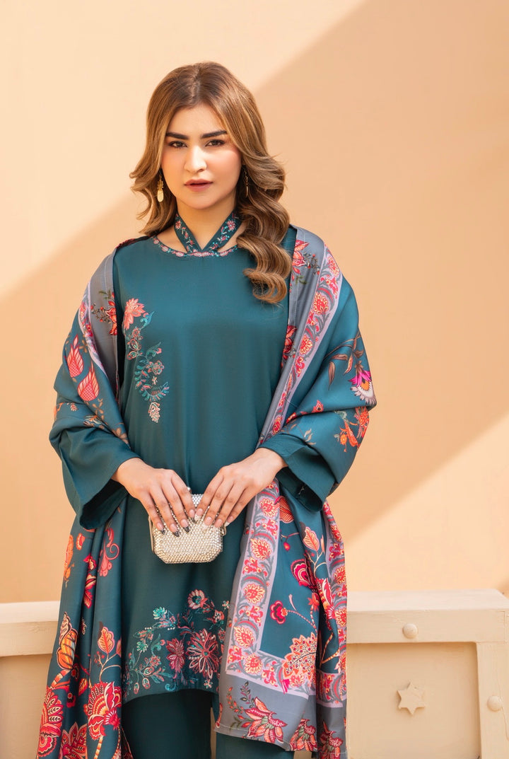 3 Pc Ready To Wear Dhanak  Suit With Winter Shawl - Raniya.H -RA-16-