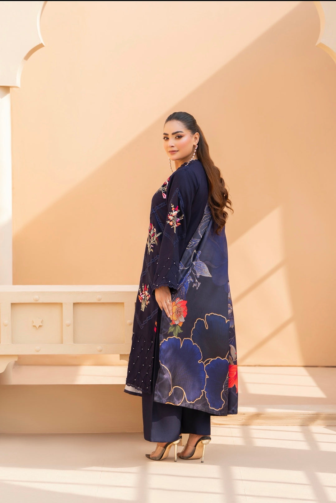 3 Pc Ready To Wear Dhanak  Suit With Winter Shawl - Raniya.H -RA-14-