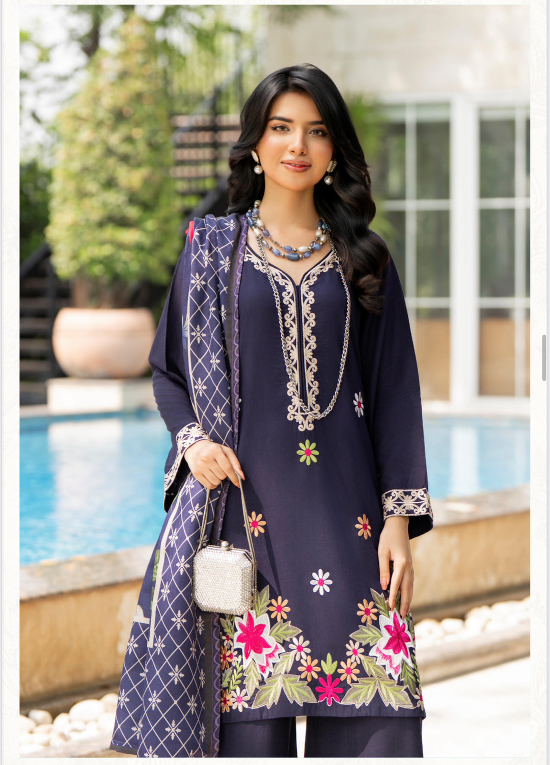 3 Pc Ready To Wear -Fully Embroidered Linen Suit -Raniya.H -RA-114-