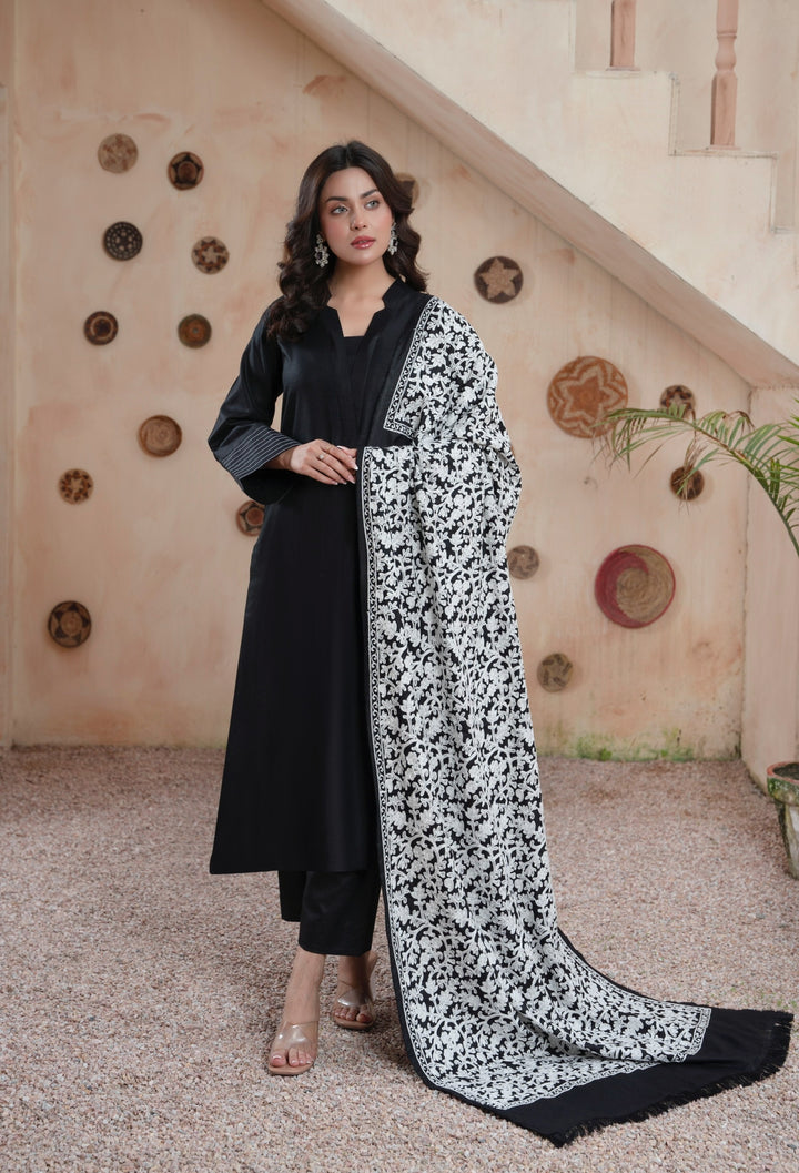 Branded 3 Pc Ready To Wear Suit - Embroidered Shawl (Winter Collection)