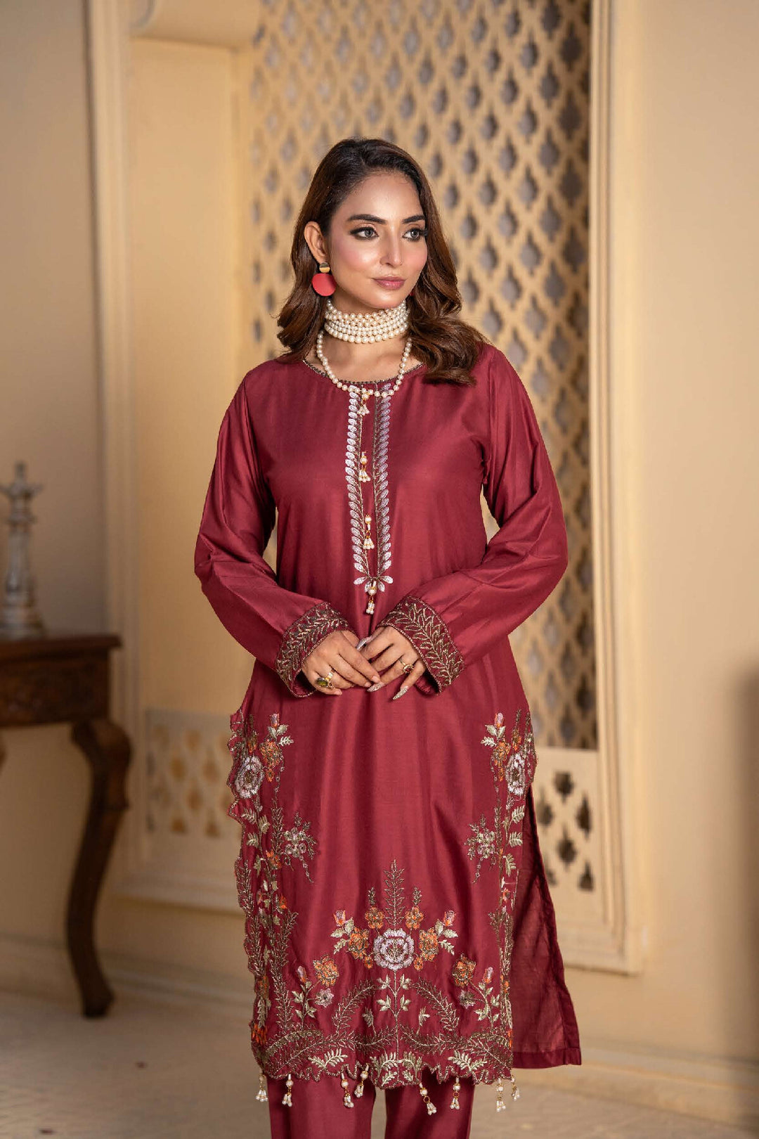 New Co-Ords Sets- Ready To Wear Embroidered  Linen - New Collection- - TT-20-