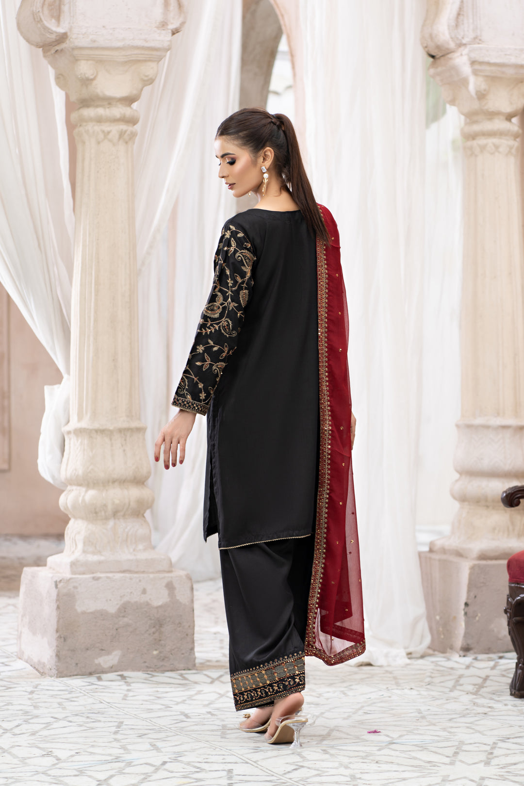3 Piece Ready To Wear - Embroidered Viscose Suit-- MA122-