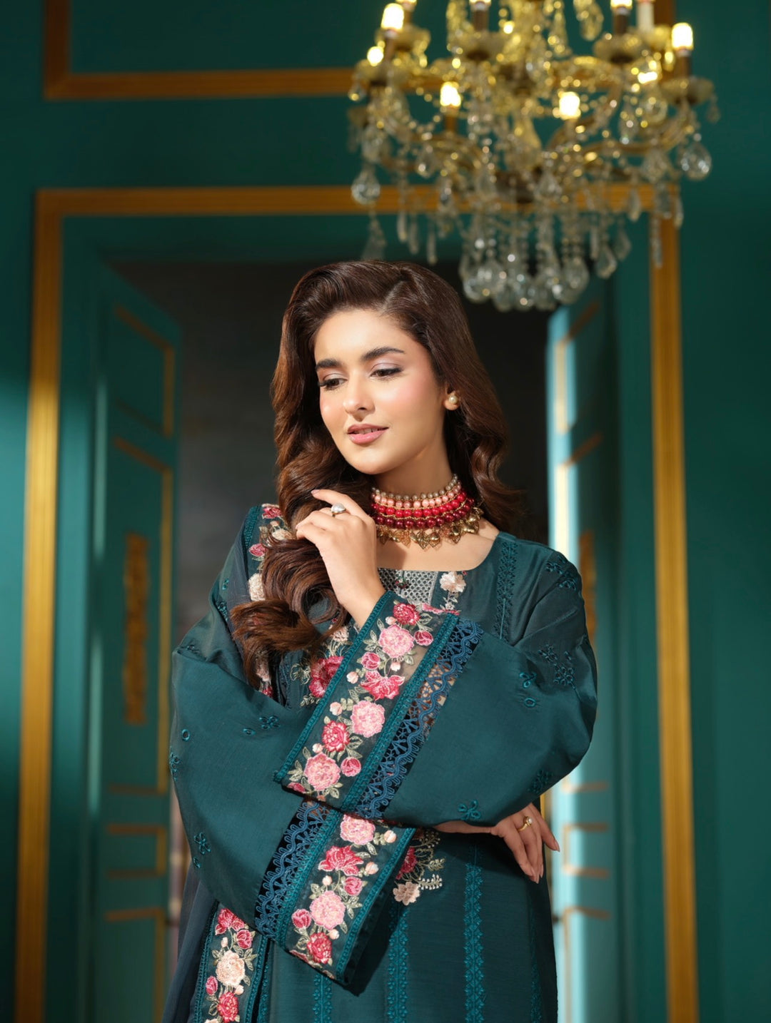 New Branded 3 PC Ready To Wear  Luxury Eid 2026  Collection Embroidered Suit- HE101