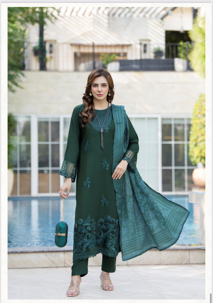 3 Pc Ready To Wear -Fully Embroidered Linen Suit -Raniya.H -RA-117-