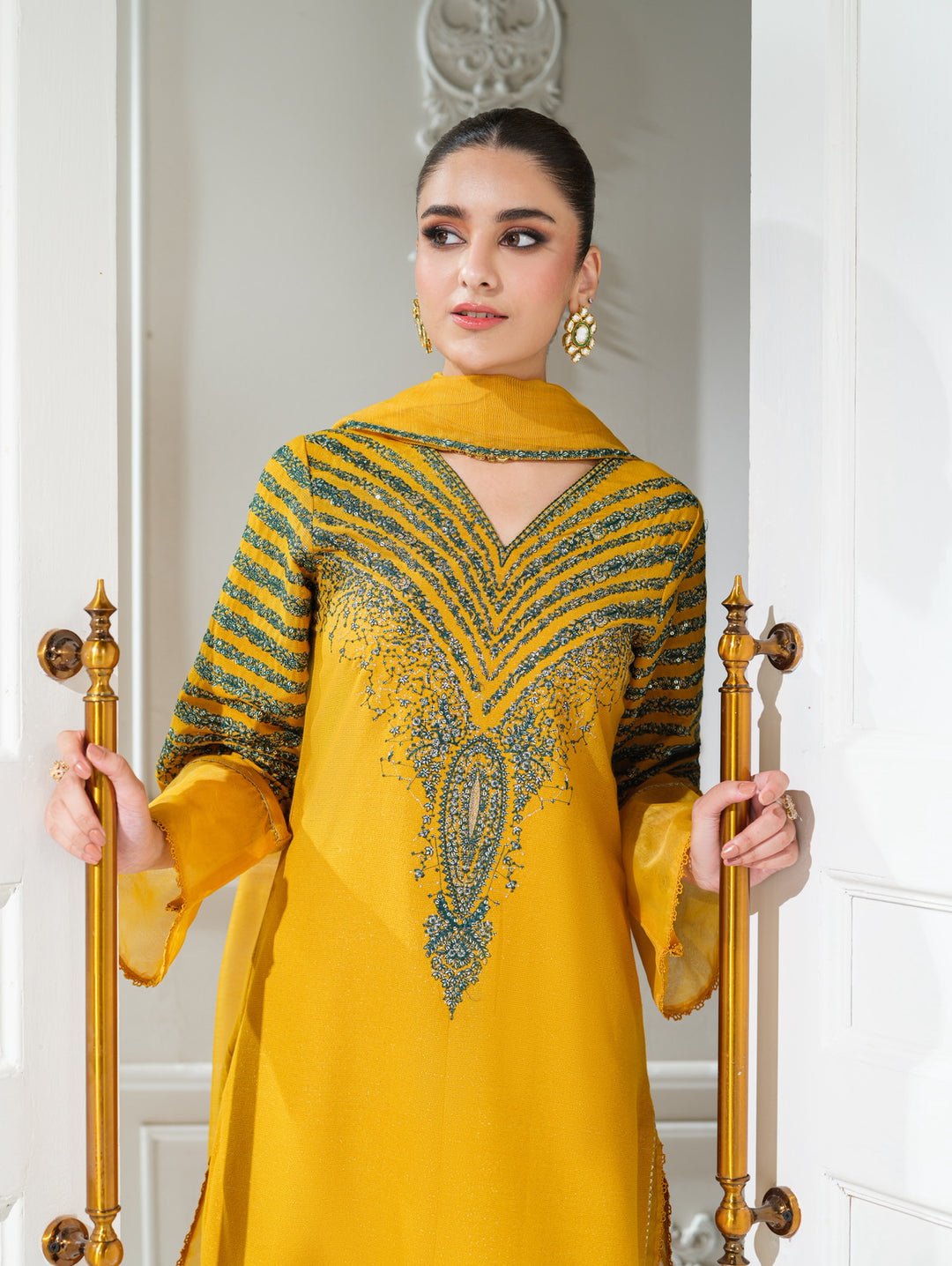 3 Pc Ready To Wear Embroidered  Dhanak Suit -HE65-