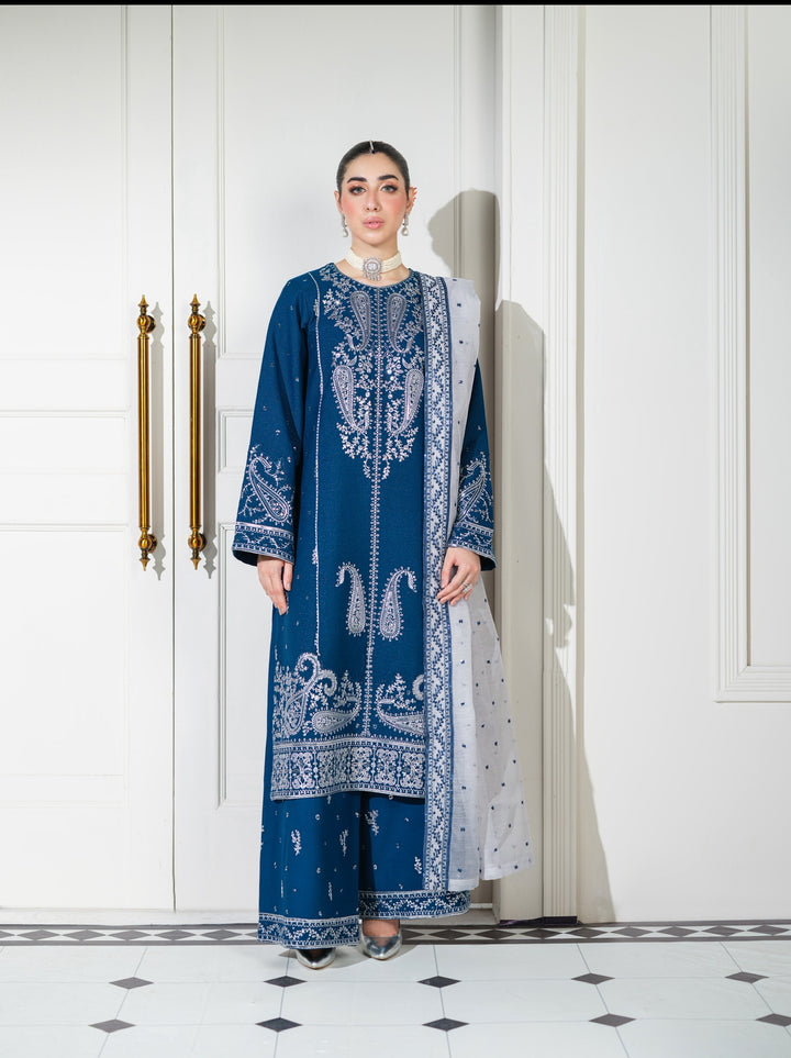 3 Pc Ready To Wear Embroidered  Dhanak Suit -HE65-