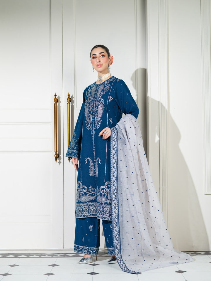 3 Pc Ready To Wear Embroidered  Dhanak Suit -HE65-