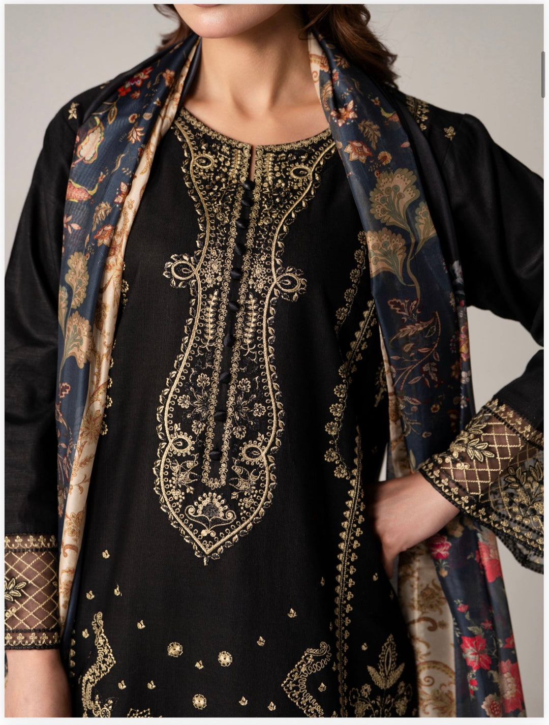 ✨ Elegant Embroidered 3-Piece Suit – Premium Slub Cotton Fabric  Eid Collection  2026 - Raniya.H -RA72