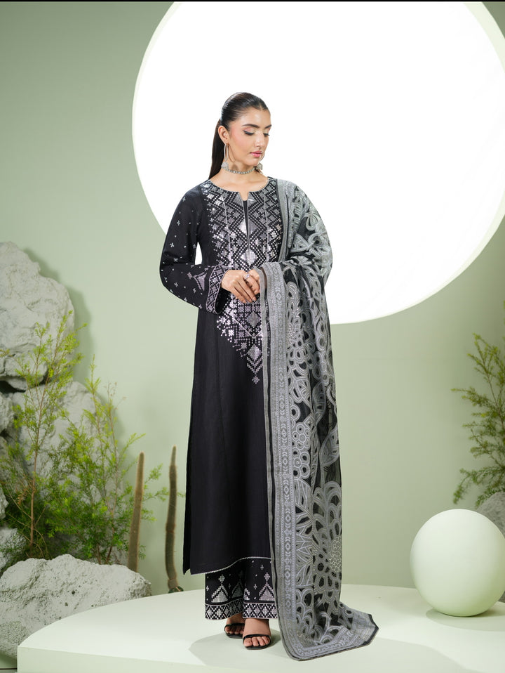 3 Pc Ready To Wear Embroidered  Khaddar Suit -HE62-
