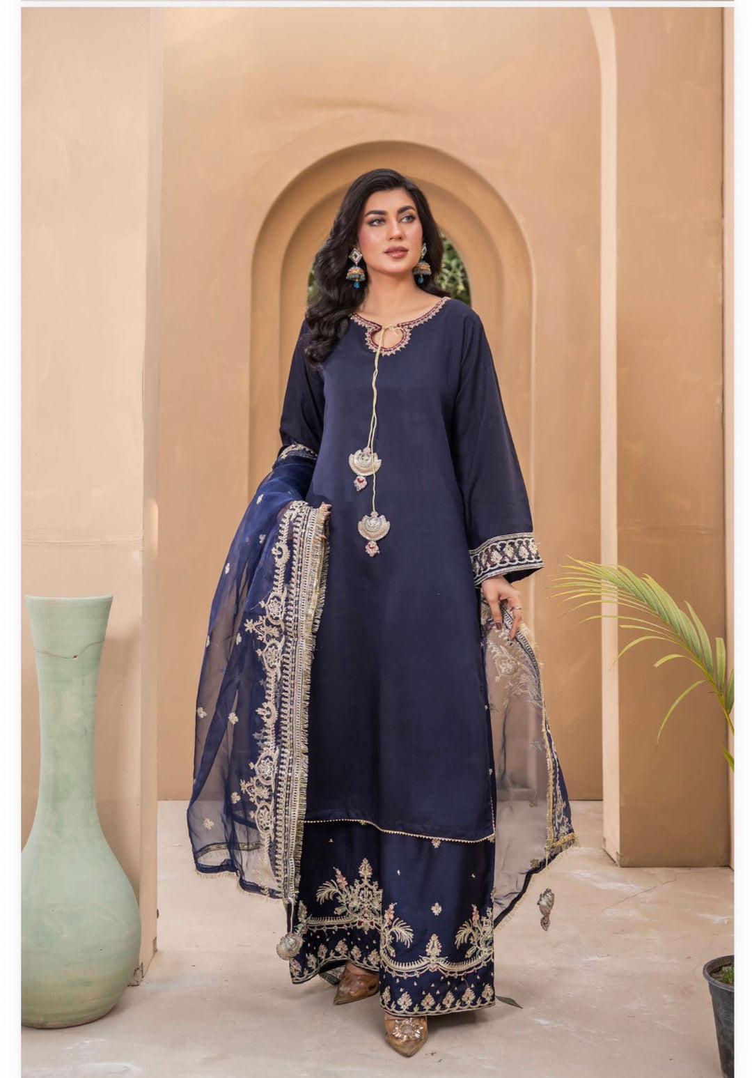 | Beautiful Embroidered Viscose Mother & Daughter Pakistani Readymade Eid 2026 Collection - Festive - | RA2001 (3 Colours)