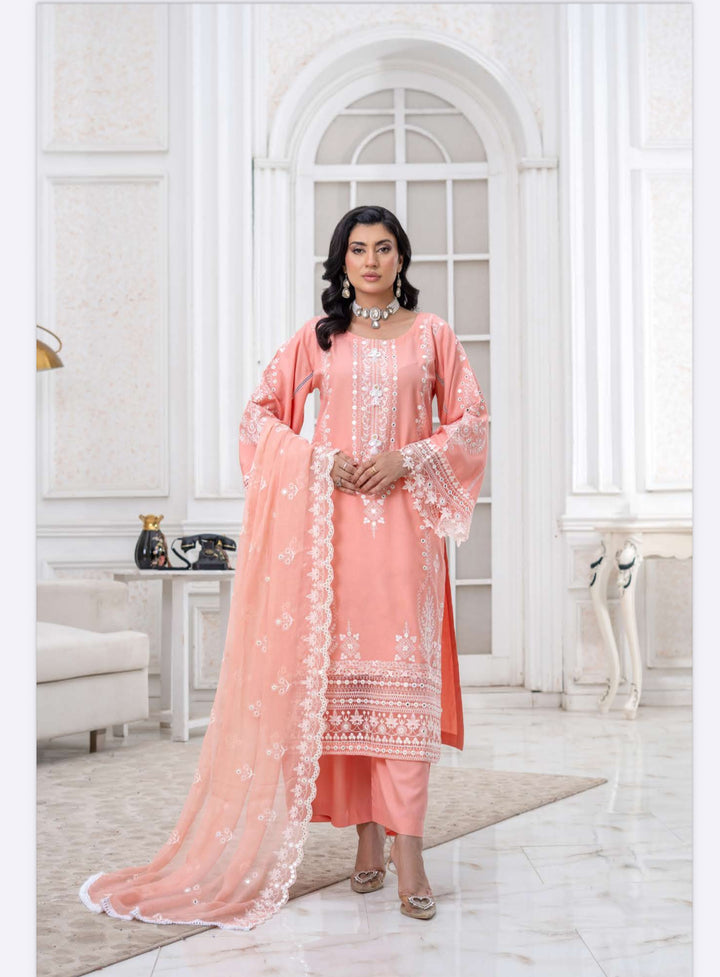 3 Piece Ready To Wear -Embroidered Dhanak Suit-- RR10-