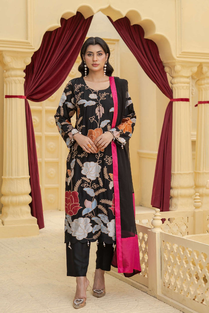 3 Piece Ready To Wear Fully Embroidered Linen Suit -Karizma - TT-82-