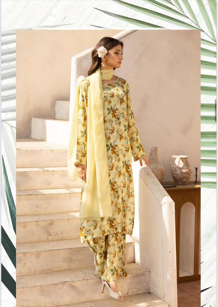 3 Piece Ready To Wear Fully Printed Lilen Suit -Simrans- SI102-