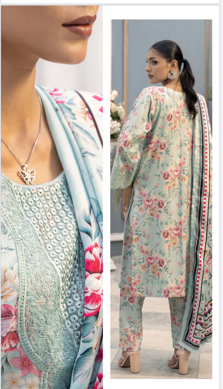 Branded 3 Pc Ready To Wear Suit - Wool Shawl (Winter Collection)