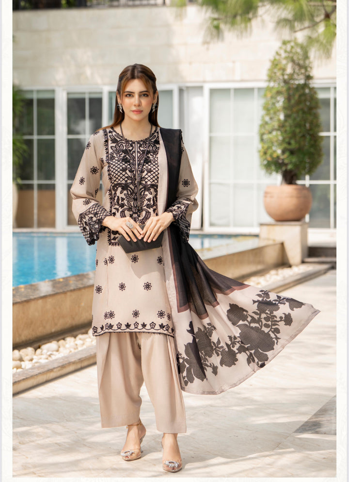 3 Pc Ready To Wear -Fully Embroidered Linen Suit -Raniya.H -RA-113-