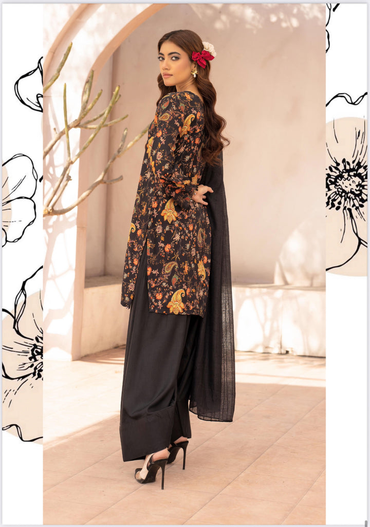 3 Piece Ready To Wear Fully Printed Lilen Suit s-Simrans- SI100-