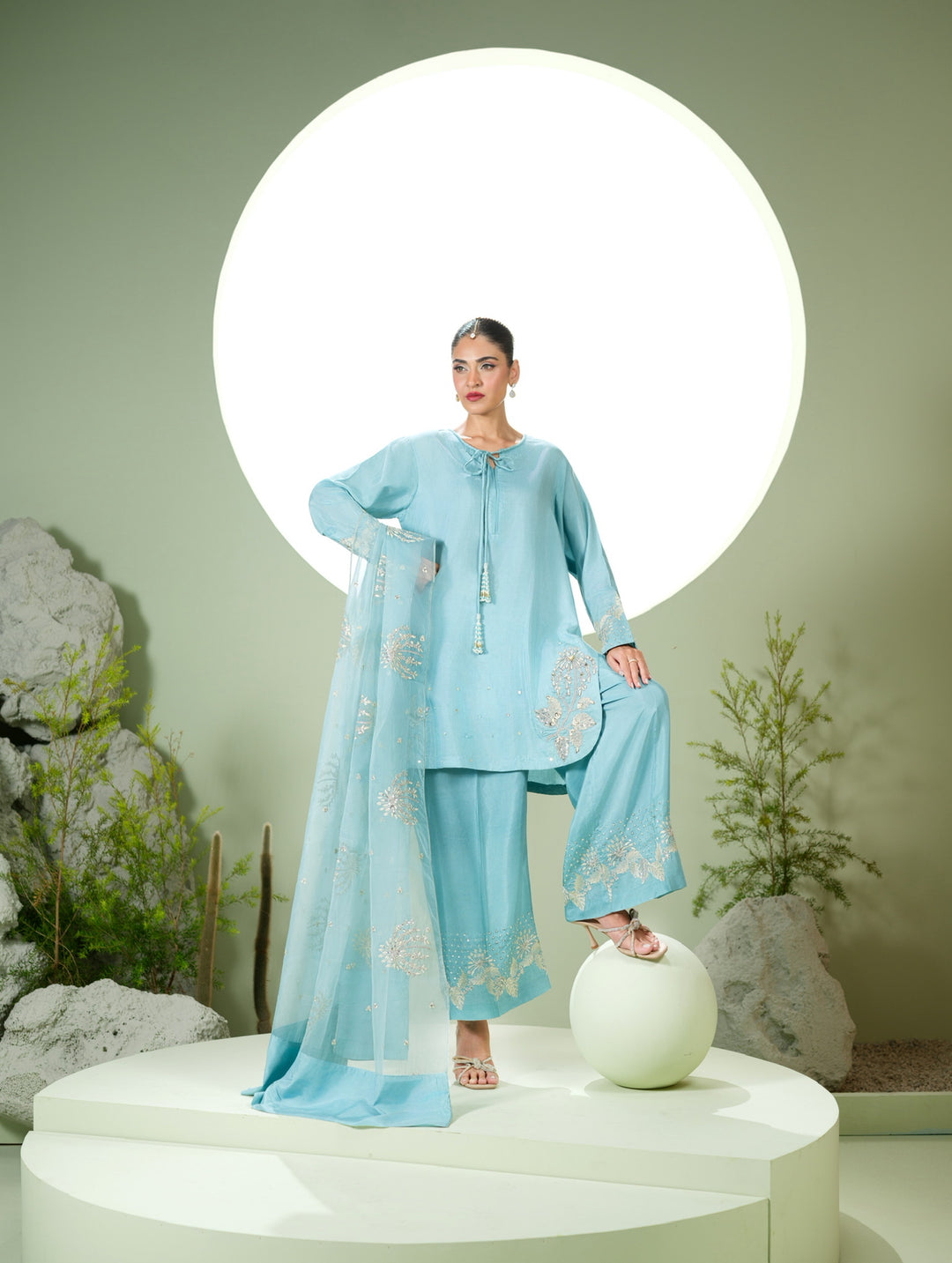 New Branded 3 PC Ready To Wear  Viscose  Embroidered Suit- HE11-