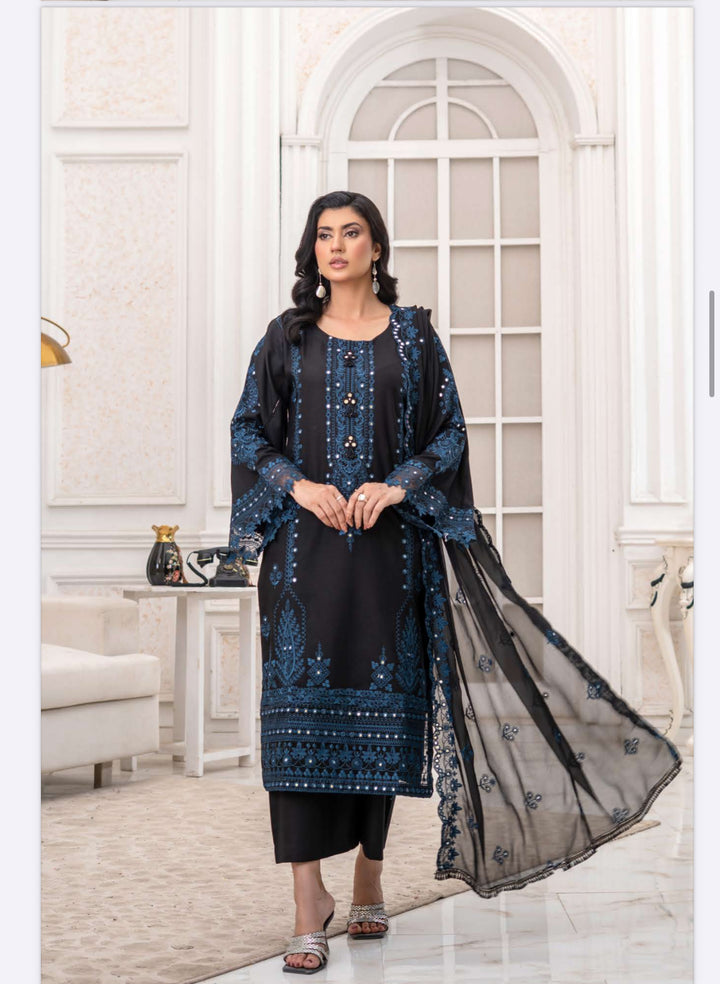 3 Piece Ready To Wear -Embroidered Dhanak Suit-- RR11-